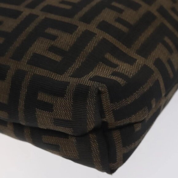 FENDI Zucca Canvas Shoulder Bag Black Brown Auth 129931 - Picture 4 of 16